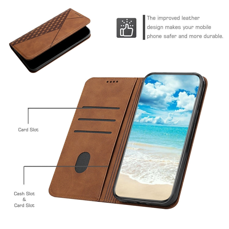 For OPPO Realme 6i / 5 Diamond Pattern Splicing Skin Feel Magnetic Horizontal Flip Leather Case with Card Slots & Holder & Wallet(Brown) - Realme Cases by buy2fix | Online Shopping UK | buy2fix