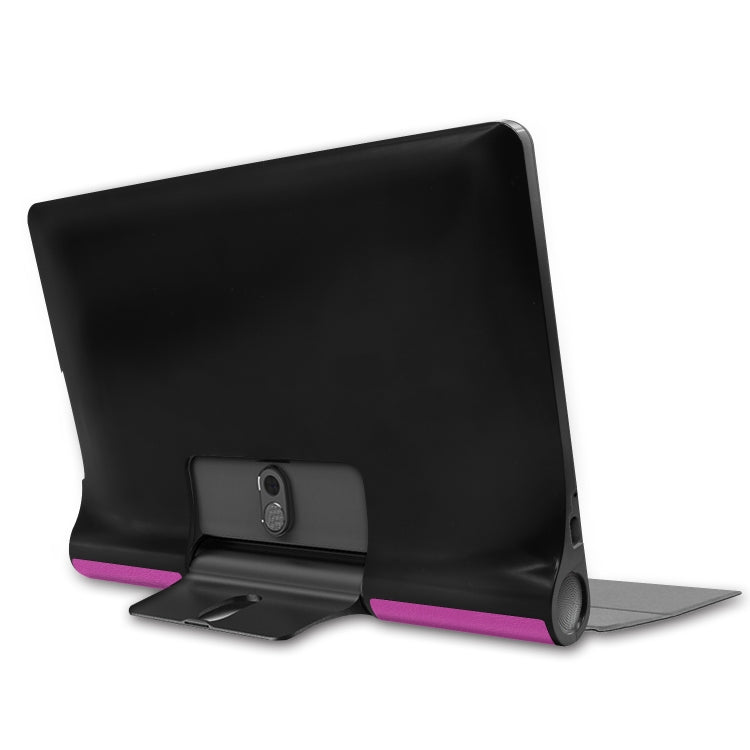 For Lenovo Yoga Smart Tab Custer Texture Horizontal Flip Leather Case with Two-folding Holder(Purple) - Lenovo by buy2fix | Online Shopping UK | buy2fix