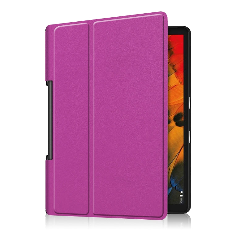 For Lenovo Yoga Smart Tab Custer Texture Horizontal Flip Leather Case with Two-folding Holder(Purple) - Lenovo by buy2fix | Online Shopping UK | buy2fix
