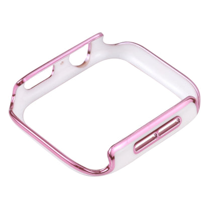 Dual-color Electroplating PC Protective Watch Case For Apple Watch Series 3 & 2 & 1 38mm(Pink Edge + White Base) - Watch Cases by buy2fix | Online Shopping UK | buy2fix