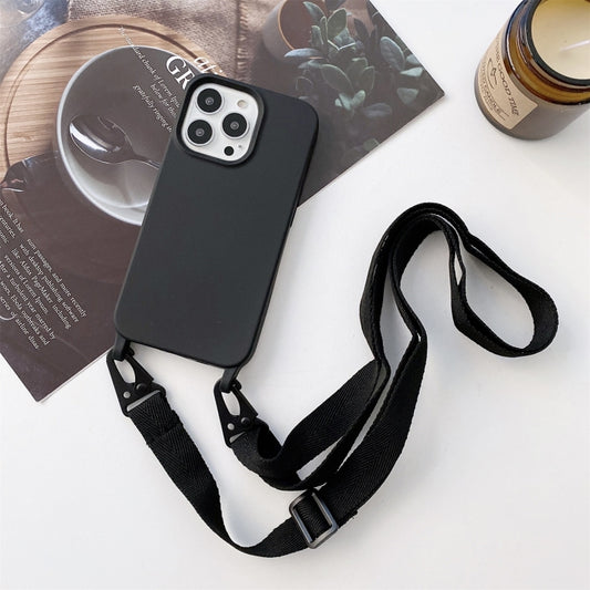 For iPhone 11 Pro Max Elastic Silicone Protective Case with Wide Neck Lanyard (Black) - iPhone 11 Pro Max Cases by buy2fix | Online Shopping UK | buy2fix