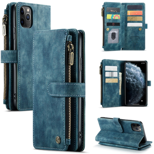 For iPhone 11 Pro Max CaseMe-C30 PU + TPU Multifunctional Horizontal Flip Leather Case with Holder & Card Slot & Wallet & Zipper Pocket (Blue) - iPhone 11 Pro Max Cases by CaseMe | Online Shopping UK | buy2fix