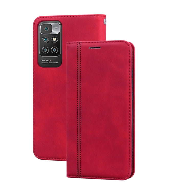 For Xiaomi Redmi 10 Frosted Business Magnetic Horizontal Flip PU Leather Case with Holder & Card Slot & Lanyard(Red) - Xiaomi Cases by buy2fix | Online Shopping UK | buy2fix