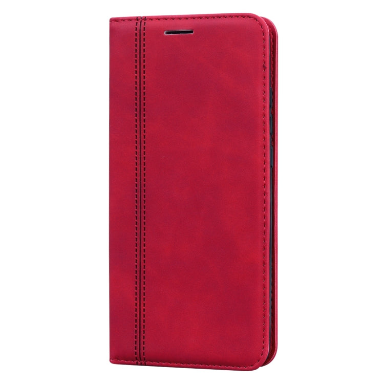 For Xiaomi Redmi 10 Frosted Business Magnetic Horizontal Flip PU Leather Case with Holder & Card Slot & Lanyard(Red) - Xiaomi Cases by buy2fix | Online Shopping UK | buy2fix