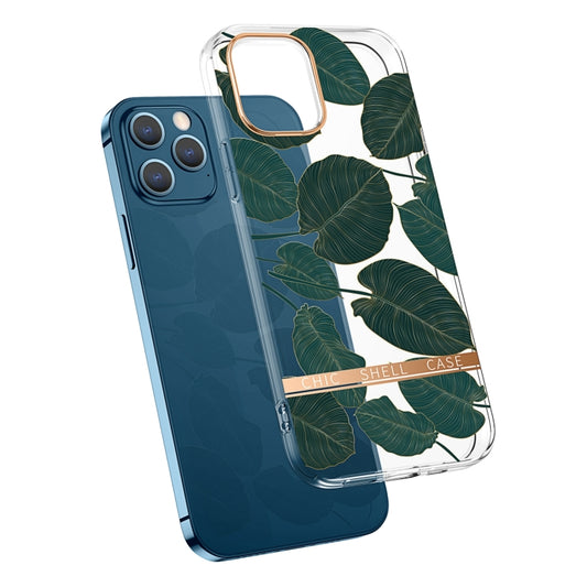 For iPhone 13 High Translucent Electroplating Flower Pattern TPU + PC Shockproof Case(Banana Leaf) - iPhone 13 Cases by buy2fix | Online Shopping UK | buy2fix