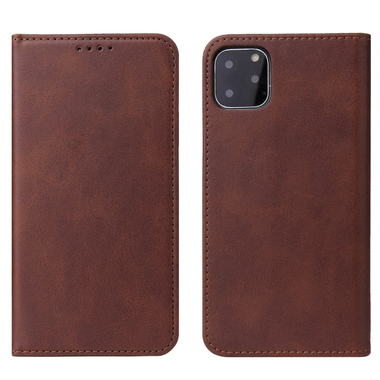 For iPhone 11 Pro Max Calf Texture Magnetic Horizontal Flip Leather Case with Holder & Card Slots & Wallet (Brown) - iPhone 11 Pro Max Cases by buy2fix | Online Shopping UK | buy2fix