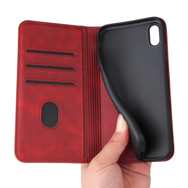 For iPhone X / XS Calf Texture Magnetic Horizontal Flip Leather Case with Holder & Card Slots & Wallet(Red) - More iPhone Cases by buy2fix | Online Shopping UK | buy2fix