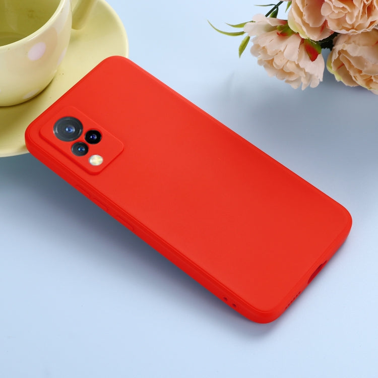 For vivo V21 5G / 4G Solid Color Liquid Silicone Shockproof Full Coverage Protective Case(Red) - vivo Cases by buy2fix | Online Shopping UK | buy2fix
