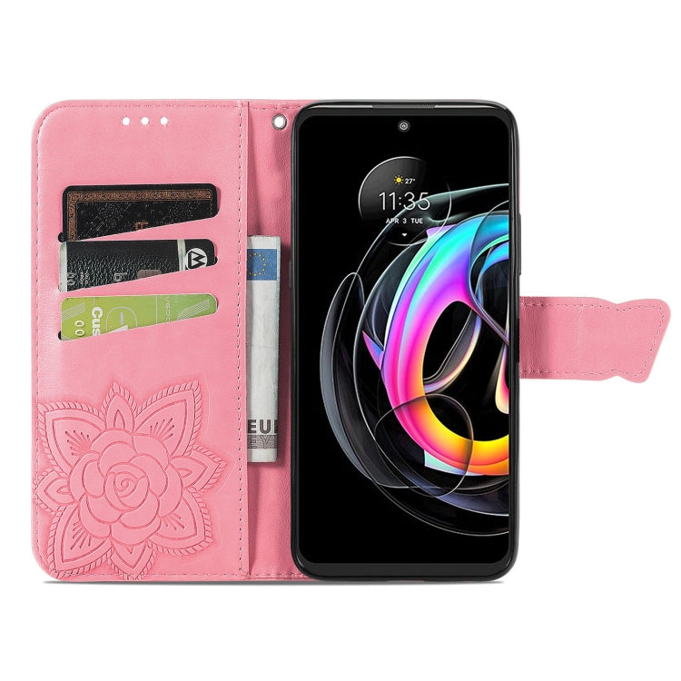 For Motorola Moto Edge 20 Lite Butterfly Love Flower Embossed Horizontal Flip Leather Case with Holder & Card Slots & Wallet & Lanyard(Pink) - Motorola Cases by buy2fix | Online Shopping UK | buy2fix