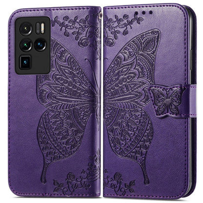 For ZTE Nubia Z30 Pro Butterfly Love Flower Embossed Horizontal Flip Leather Case with Holder & Card Slots & Wallet & Lanyard(Dark Purple) - ZTE Cases by buy2fix | Online Shopping UK | buy2fix