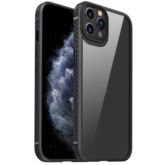 For iPhone 11 Pro MG Series Carbon Fiber TPU + Clear PC Four-corner Airbag Shockproof Case (Black) - iPhone 11 Pro Cases by buy2fix | Online Shopping UK | buy2fix