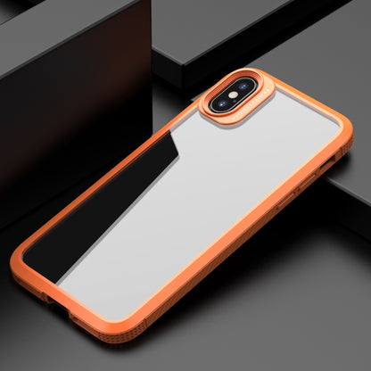 For iPhone XS Max MG Series Carbon Fiber TPU + Clear PC Four-corner Airbag Shockproof Case(Orange) - More iPhone Cases by buy2fix | Online Shopping UK | buy2fix