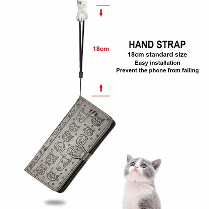 For Motorola Moto Edge 20 Lite Lovely Cat and Dog Embossing Pattern Horizontal Flip Leather Case , with Holder & Card Slots & Wallet & Cartoon Clasp & Lanyard(Grey) - Motorola Cases by buy2fix | Online Shopping UK | buy2fix