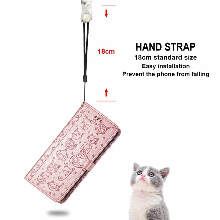 For Motorola Moto Edge 20 Lovely Cat and Dog Embossing Pattern Horizontal Flip Leather Case , with Holder & Card Slots & Wallet & Cartoon Clasp & Lanyard(Rose Gold) - Motorola Cases by buy2fix | Online Shopping UK | buy2fix