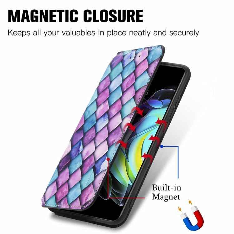 For Motorola Edge 20 Colorful Magnetic Horizontal Flip PU Leather Case with Holder & Card Slot & Wallet(Purple Scales) - Motorola Cases by buy2fix | Online Shopping UK | buy2fix