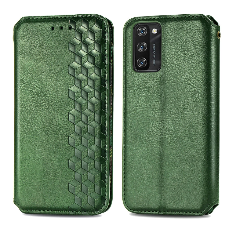 For Blackview A100 Cubic Grid Pressed Horizontal Flip Magnetic PU Leather Case with Holder & Card Slots & Wallet(Green) - More Brand by buy2fix | Online Shopping UK | buy2fix