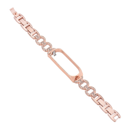 For Xiaomi Mi Band 6 / 5 8-shaped Diamond Alloy Watch Band(Rose Gold) - Watch Bands by buy2fix | Online Shopping UK | buy2fix