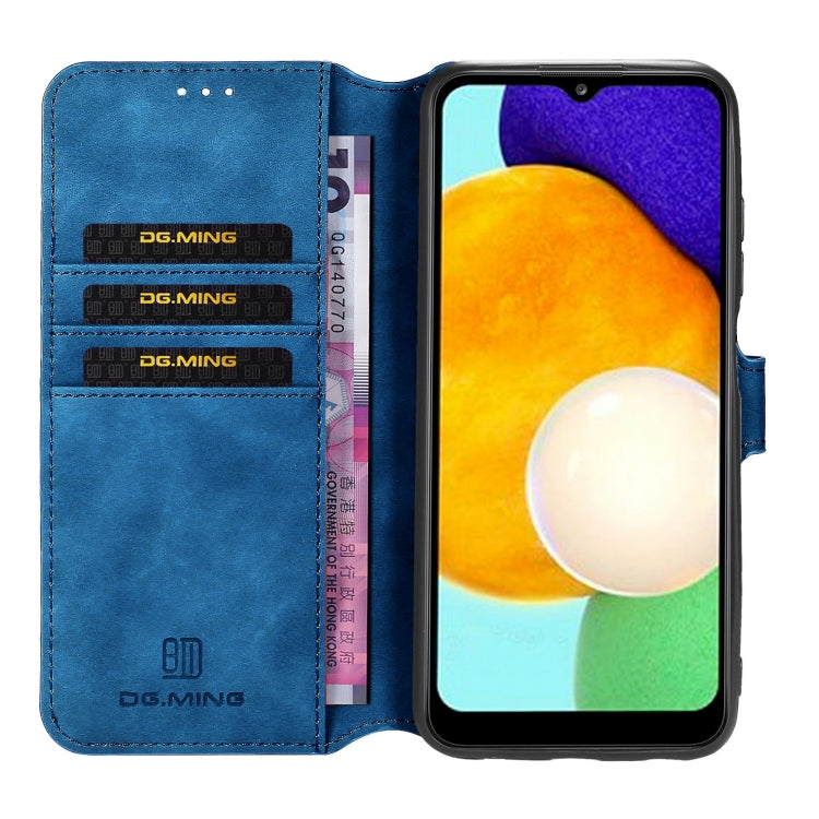 For Samsung Galaxy A03s 166mm DG.MING Retro Oil Side Horizontal Flip Leather Case with Holder & Card Slots & Wallet(Blue) - Galaxy Phone Cases by DG.MING | Online Shopping UK | buy2fix