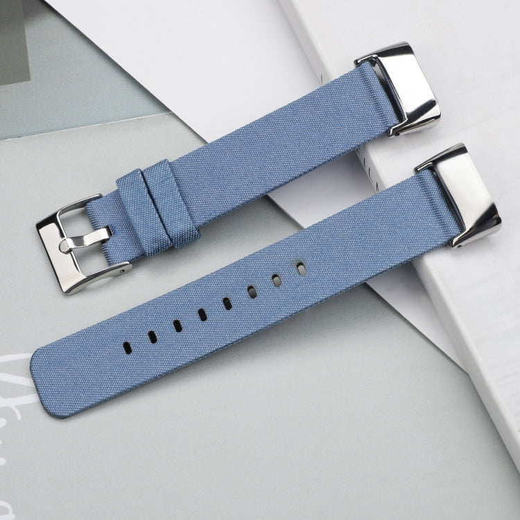 For Fitbit Charge 5 Nylon Canvas Watch Band(Denim Light Blue) - Watch Bands by buy2fix | Online Shopping UK | buy2fix