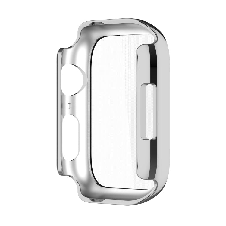 Electroplating Shockproof PC Protective Case with Tempered Glass Film For Apple Watch Series 9 / 8 / 7  41mm(Silver) - Watch Cases by buy2fix | Online Shopping UK | buy2fix