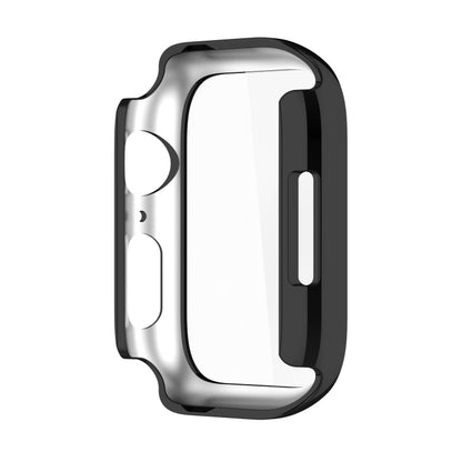 Electroplating Shockproof PC Protective Case with Tempered Glass Film For Apple Watch Series 9 / 8 / 7 45mm(Bright Black) - Watch Cases by buy2fix | Online Shopping UK | buy2fix