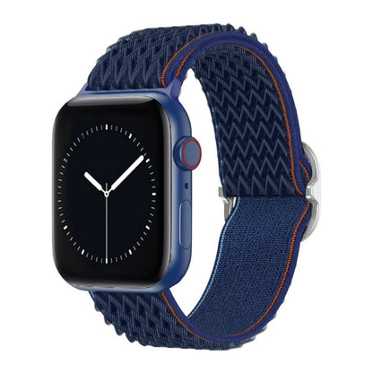 W Texture Nylon Strap For Apple Watch Ultra 49mm&Watch Ultra 2 49mm / Series 9&8&7 45mm / SE 3&SE 2&6&SE&5&4 44mm / 3&2&1 42mm(Midnight Blue Black) - Watch Bands by buy2fix | Online Shopping UK | buy2fix