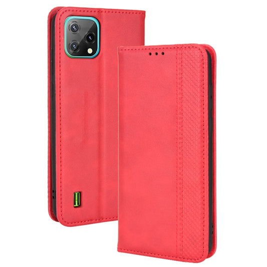 For Blackview A55 Magnetic Buckle Retro Crazy Horse Leather Phone Case(Red) - More Brand by buy2fix | Online Shopping UK | buy2fix