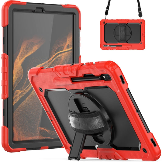 For Samsung Galaxy Tab S8+ 12.4 inch SM-X800 Silicone + PC Tablet Case with Shoulder Strap(Red+Black) - Galaxy Tab S8+ Cases by buy2fix | Online Shopping UK | buy2fix