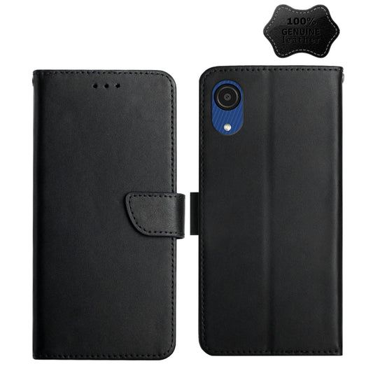 For Samsung Galaxy A03 Core Genuine Leather Fingerprint-proof Horizontal Flip Phone Case(Black) - Galaxy Phone Cases by buy2fix | Online Shopping UK | buy2fix