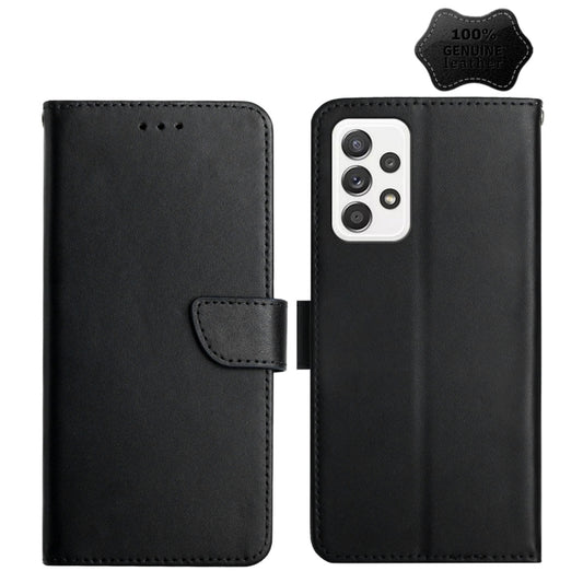 For Samsung Galaxy A73 5G Genuine Leather Fingerprint-proof Horizontal Flip Phone Case(Black) - Galaxy Phone Cases by buy2fix | Online Shopping UK | buy2fix