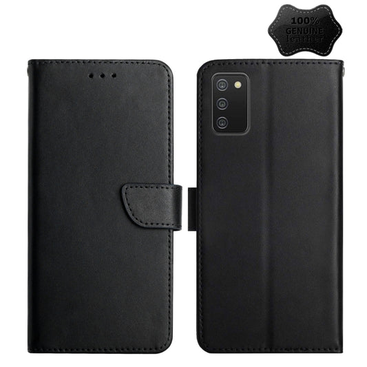 For Samsung Galaxy A03s Genuine Leather Fingerprint-proof Horizontal Flip Phone Case(Black) - Galaxy Phone Cases by buy2fix | Online Shopping UK | buy2fix