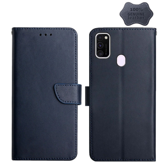 For Samsung Galaxy M21 / M30s Genuine Leather Fingerprint-proof Horizontal Flip Phone Case(Blue) - Galaxy Phone Cases by buy2fix | Online Shopping UK | buy2fix