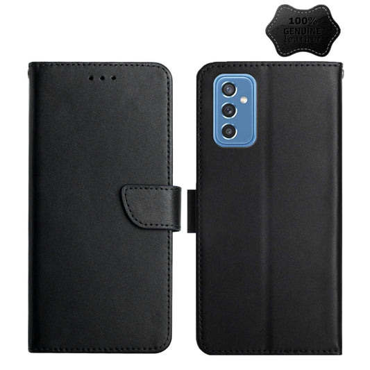 For Samsung Galaxy M52 5G Genuine Leather Fingerprint-proof Horizontal Flip Phone Case(Black) - Galaxy Phone Cases by buy2fix | Online Shopping UK | buy2fix