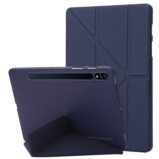 For Samsung Galaxy Tab S8+ / S7+ Deformation Silicone Leather Tablet Case(Dark Blue) - Galaxy Tab S8+ Cases by buy2fix | Online Shopping UK | buy2fix