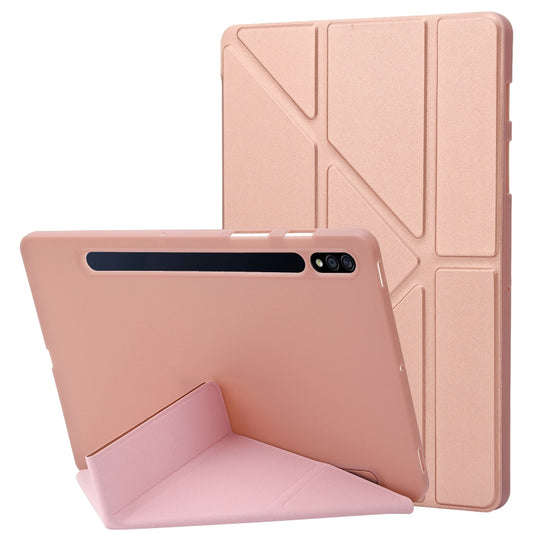 For Samsung Galaxy Tab S8+ / S7+ Deformation Silicone Leather Tablet Case(Rose Gold) - Galaxy Tab S8+ Cases by buy2fix | Online Shopping UK | buy2fix