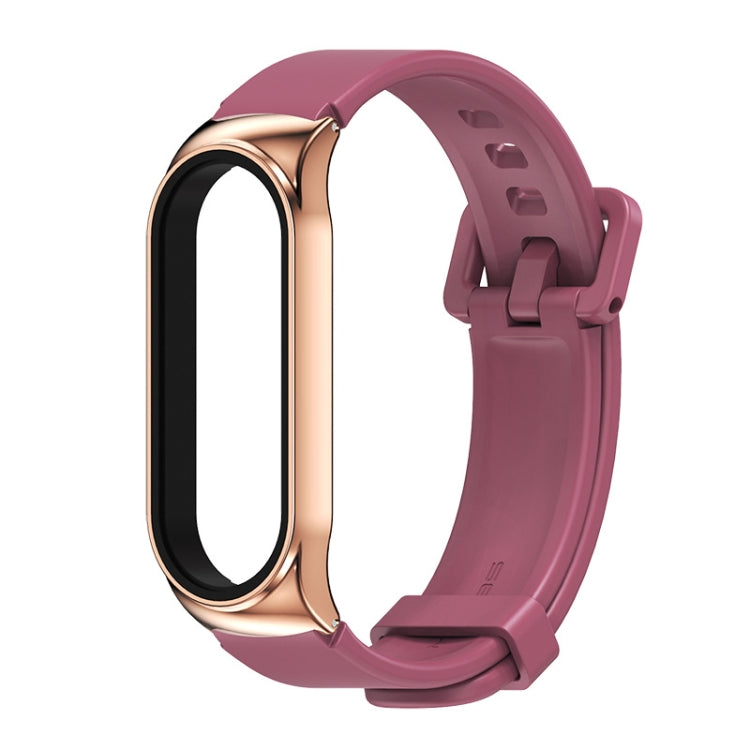 For Xiaomi Mi Band 3/4/5/6 Mijobs CS Silicone Waterproof Watch Band(Wine Red+Rose Gold) - Watch Bands by MIJOBS | Online Shopping UK | buy2fix