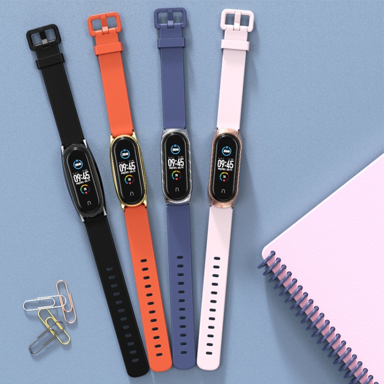 For Xiaomi Mi Band 3/4/5/6 Mijobs CS Silicone Waterproof Watch Band(Orange+Gold) - Watch Bands by MIJOBS | Online Shopping UK | buy2fix