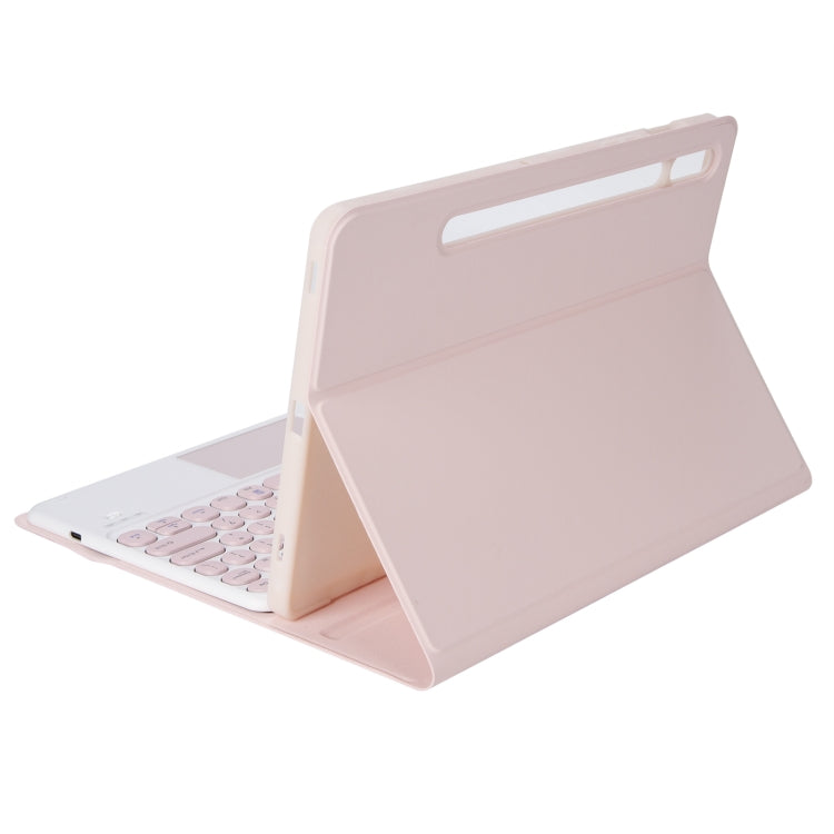 YA700B-A Candy Color Skin Feel Texture Round Keycap Bluetooth Keyboard Leather Case with Touchpad For Samsung Galaxy Tab S8 11 inch SM-X700 / SM-X706 & S7 11 inch SM-X700 / SM-T875(Pink) - Samsung Keyboard by buy2fix | Online Shopping UK | buy2fix