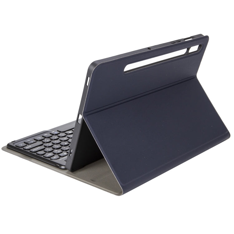 YA700B Lambskin Texture Voltage Round Keycap Bluetooth Keyboard Leather Case For Samsung Galaxy Tab S8 11 inch SM-X700 / SM-X706 & S7 11 inch SM-X700 / SM-T875(Blue) - Samsung Keyboard by buy2fix | Online Shopping UK | buy2fix