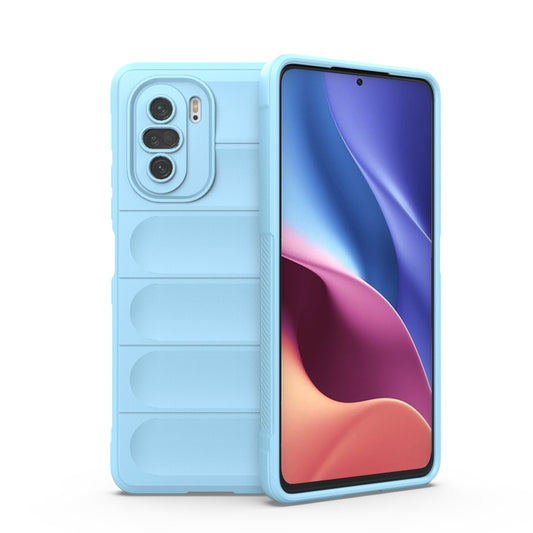 For Xiaomi Redmi K40 Magic Shield TPU + Flannel Phone Case(Light Blue) - Xiaomi Cases by buy2fix | Online Shopping UK | buy2fix