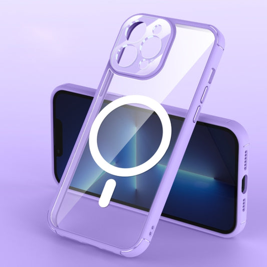 For iPhone 13 Pro Max Soft Shield MagSafe Magnetic Acrylic Transparent PC Phone Case (Light Purple) - iPhone 13 Pro Max Cases by buy2fix | Online Shopping UK | buy2fix