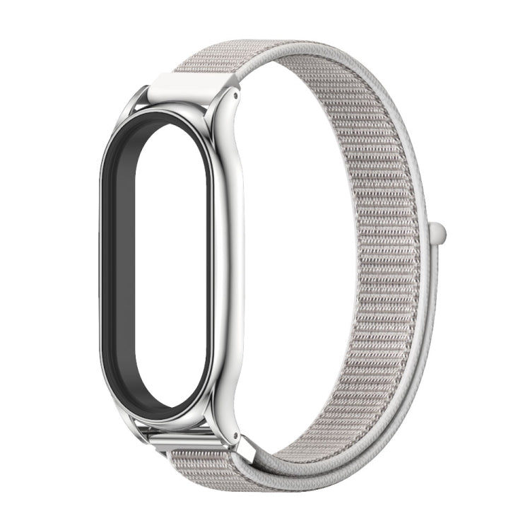 For Xiaomi Mi Band 7 / 7 NFC MIJOBS Plus Stainless Steel Case Nylon Watch Band(Sea Shell Silver) - Watch Bands by MIJOBS | Online Shopping UK | buy2fix