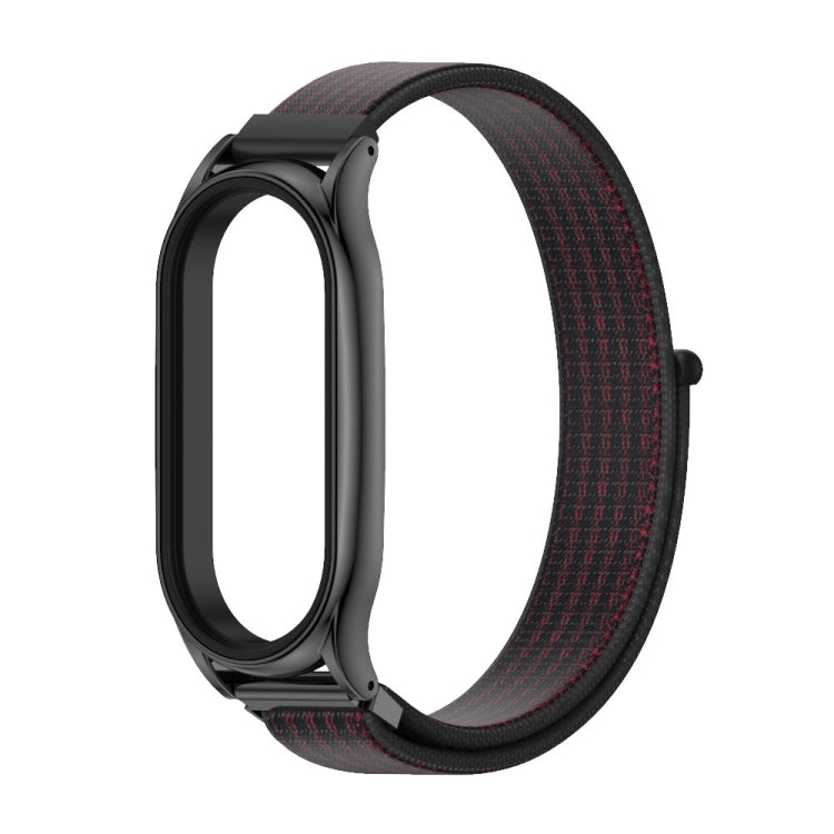 For Xiaomi Mi Band 7 / 7 NFC MIJOBS Plus Stainless Steel Case Nylon Watch Band(Black Red) - Watch Bands by MIJOBS | Online Shopping UK | buy2fix