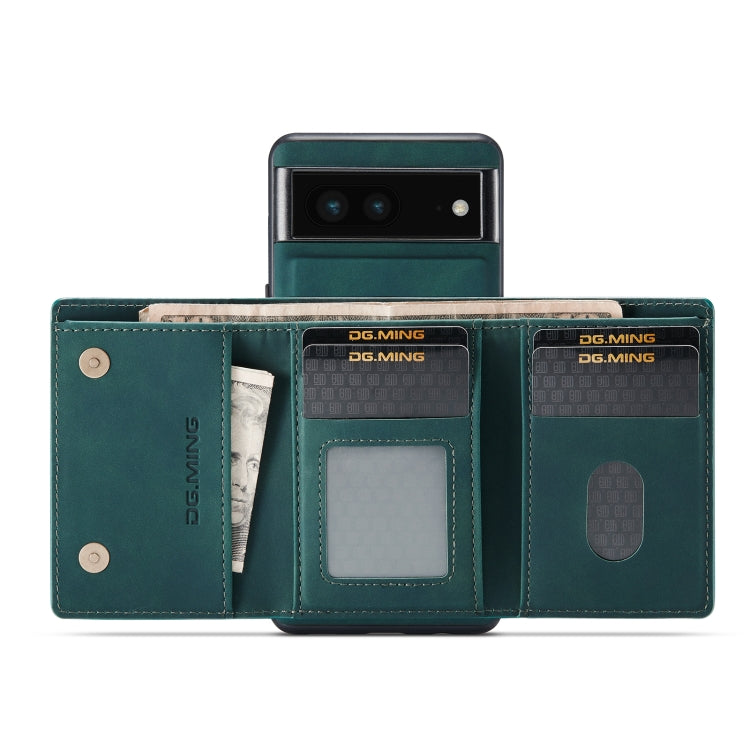 For Google Pixel 6A DG.MING M1 Series 3-Fold Multi Card Wallet + Magnetic Phone Case(Green) - Google Cases by DG.MING | Online Shopping UK | buy2fix