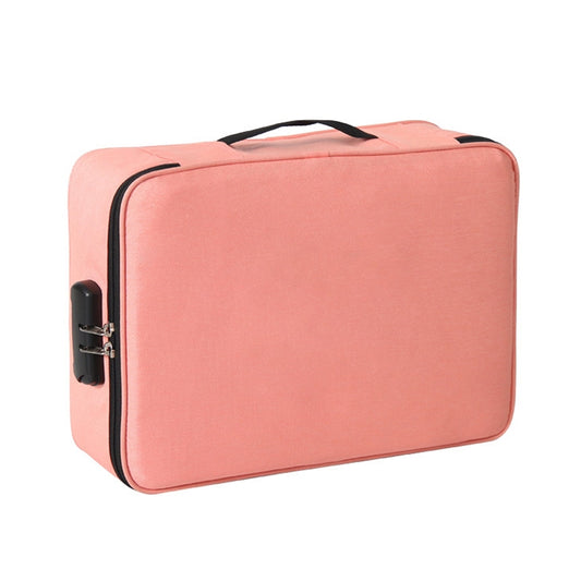 Large Capacity Multi-layers Foldable Fabric Document Storage Bag, Specification:Three Layers-Unlocked(Pink) - Digital Storage Bag by buy2fix | Online Shopping UK | buy2fix