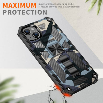 For iPhone 14 Camouflage Armor Shockproof TPU + PC Magnetic Phone Case (Dark Blue) - iPhone 14 Cases by buy2fix | Online Shopping UK | buy2fix