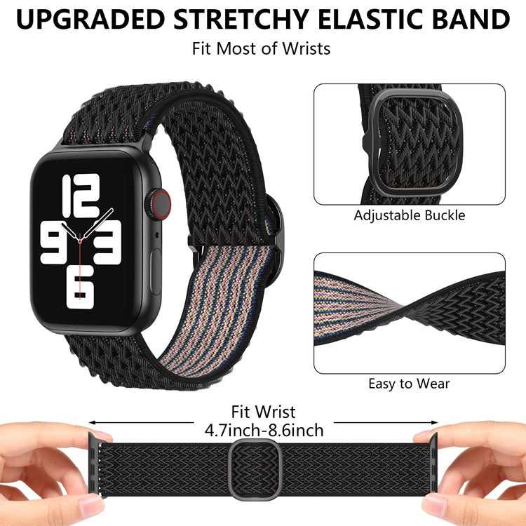 Wave Nylon Watch Band For Apple Watch Ultra 49mm&Watch Ultra 2 49mm / Series 9&8&7 45mm / SE 3&SE 2&6&SE&5&4 44mm / 3&2&1 42mm(Obsidian Black) - Watch Bands by buy2fix | Online Shopping UK | buy2fix