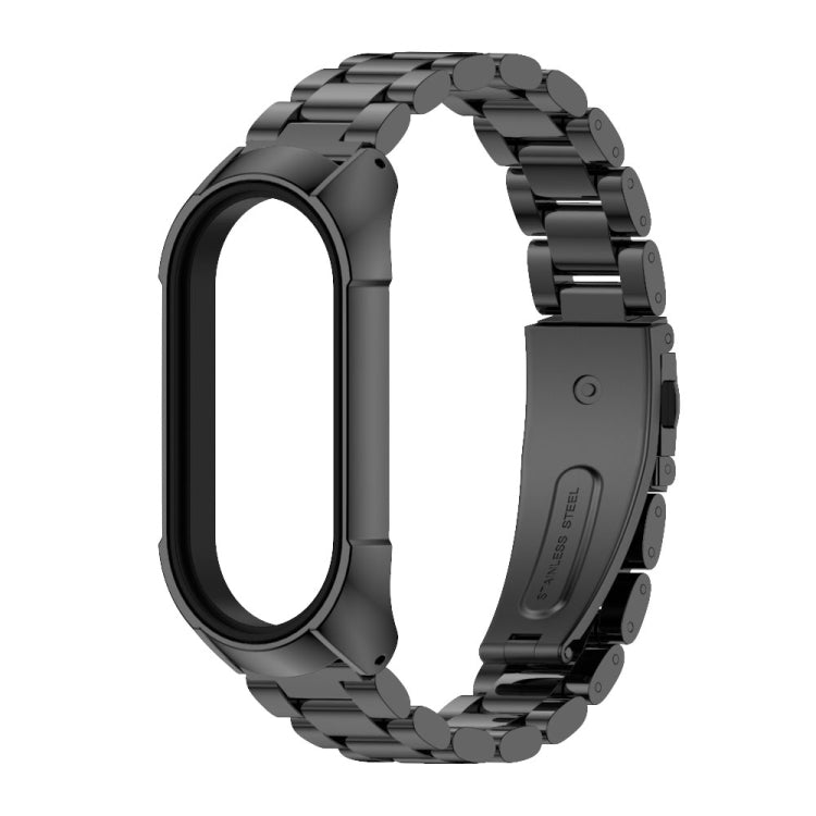 For Xiaomi Mi Band 7 / 7 NFC MIJOBS Stainless Steel Watch Band, Style:TF2 Tri-Bead(Black) - Watch Bands by MIJOBS | Online Shopping UK | buy2fix