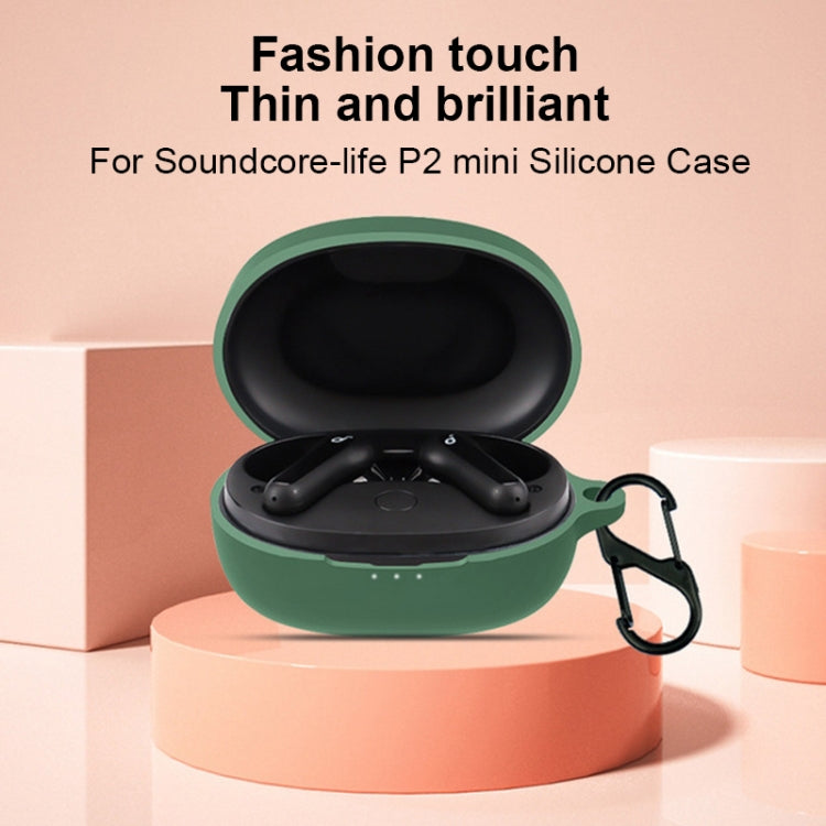 Pure Color Bluetooth Earphone Silicone Case For Anker Soundcore Life P2 Mini(Dark Green) - Other Earphone Case by buy2fix | Online Shopping UK | buy2fix