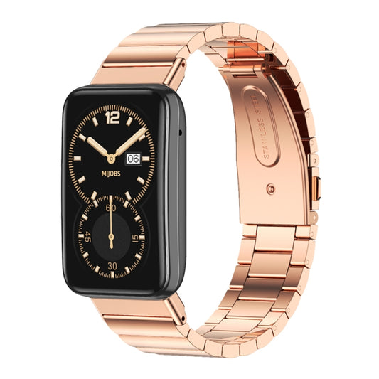 For Xiaomi Mi Band 7 Pro Mijobs Bamboo Stainless Steel Metal Watch Band(Rose Gold) - Watch Bands by MIJOBS | Online Shopping UK | buy2fix